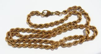 9ct gold rope-pattern chain necklace, 5.