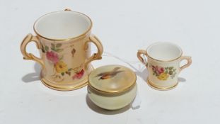 Royal Worcester blush porcelain miniature tyg,
