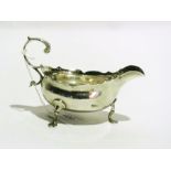 George III silver sauce boat with cut ca