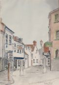 Watercolour of a street in Leamington,