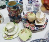 Pair of Crown Ducal plates, chintz pattern and matching jug, Carlton Ware Hollyhock pattern dish,