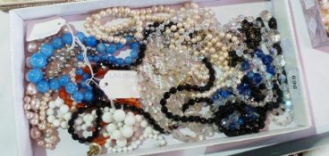 Quantity glass bead necklaces, crystal a