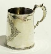 A Victorian silver christening mug of ta