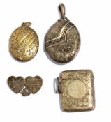 Victorian silver locket, silver vesta,