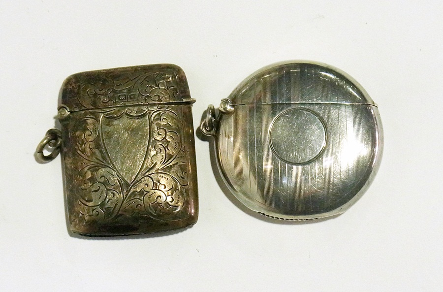 Edwardian silver vesta case of engraved