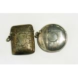 Edwardian silver vesta case of engraved