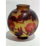 A Galle cameo glass vase, bulbous form,