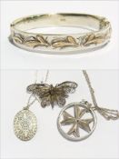 Silver Jubilee pendant, Maltese cross pendant, bangle,