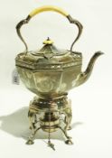 Edwardian silver spirit kettle of octago