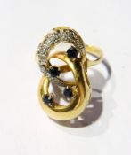 18ct gold, sapphire and diamond dress ring,