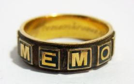 Victorian 18ct gold memorium ring, black