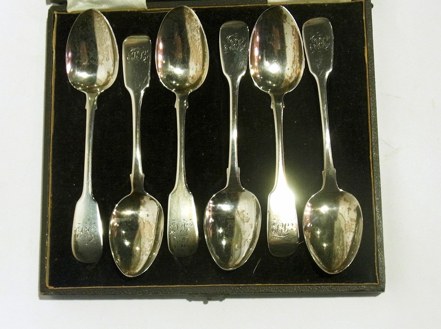 Boxed set of six silver teaspoons, Old E - Image 3 of 3