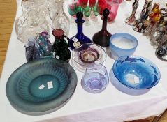 Quantity of studio and other glass including Caithness style bowl, blue with overlaid dolphins,