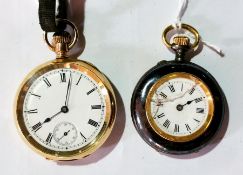 Lady's rolled gold fob watch, button win