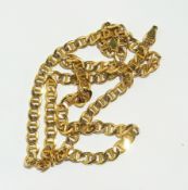 15ct gold chain necklace, split flattened curb link design, 13g approx.