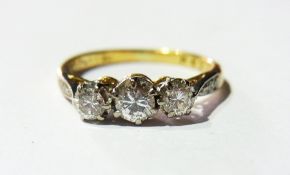 18ct gold and diamond ring set three dia