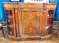 Victorian figured walnut credenza with b