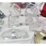 Six glass intaglio ornaments/paperweight