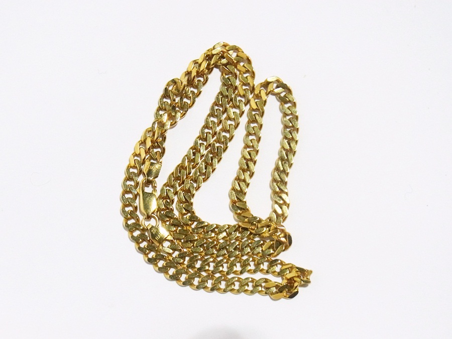 9ct gold flat curb link pattern chain necklace, approx.