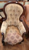 Victorian button back mahogany arm chair