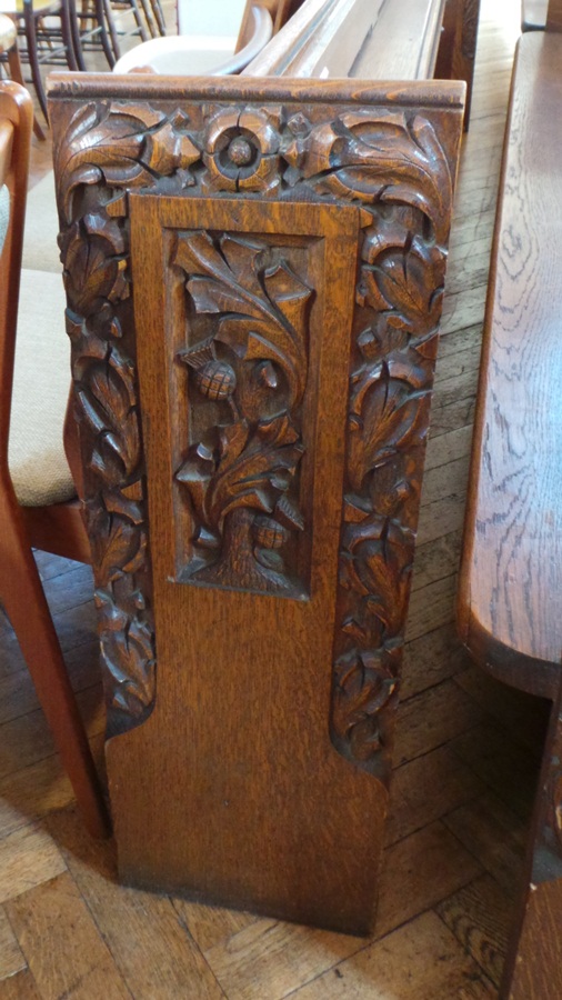 An oak gothic and floral carved prayer r