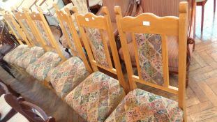 Six oak chairs with upholstered seats,