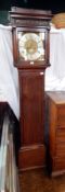 A Georgian style mahogany longcase clock with blind fretwork frieze,