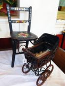 Small reproduction Victorian doll's pram