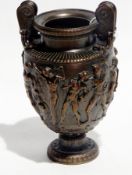 A Collas reproduction antique bronze urn with classical figures