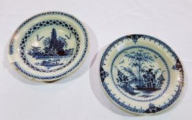 Two 18th century Dutch delft shallow bowls,