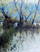 Quantity of pictures: Richard J Smith, Oil on board, pond with Heron, 24 x 19 cms, Colin Flowers,