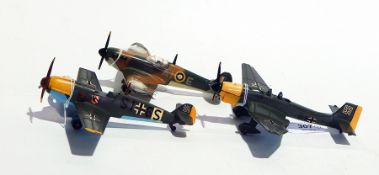 Three Dinky toy diecast models of planes to include Junker,