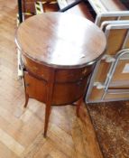 An Academy mahogany gramophone table with hinged circular top and voice box below,