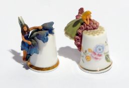 Quantity china thimbles, fairy decorated, other thimbles,