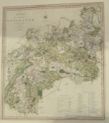 19th Century handcoloured engraving "a new map of the country of Gloucester divided into hundreds"