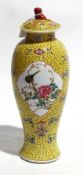 Chinese yellow ground vase and cover,