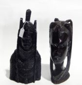 A quantity of African hardwood carvings to include four busts and others