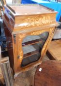 A 19th century walnut and floral marquetry glazed china cabinet with brass gallery surround,