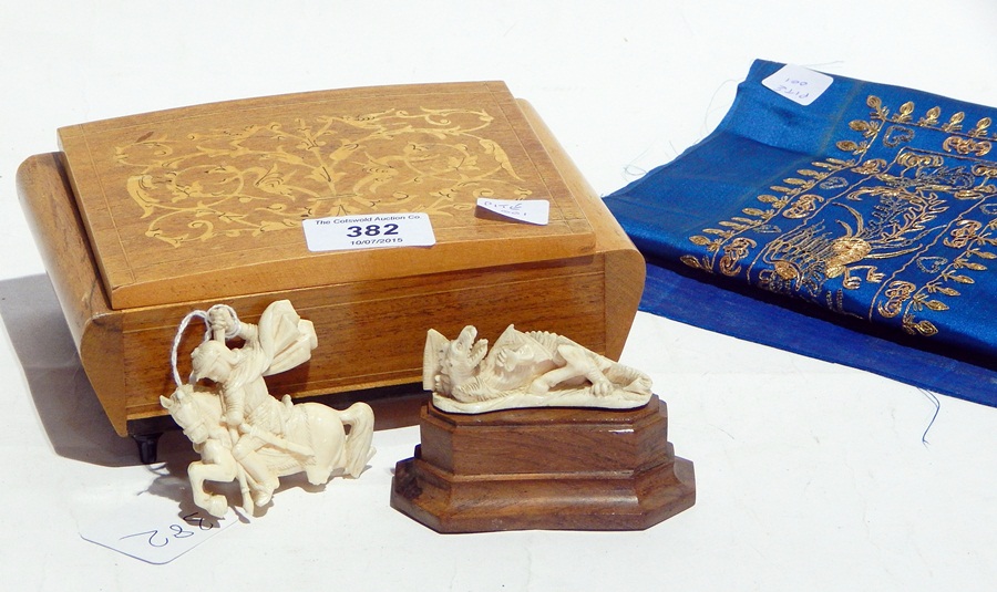 A carved George and the Dragon figure, 5cm, - Image 2 of 2
