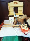 Merrythought plush bodied horse on wheels,