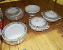 Quantity late Victorian/Edwardian pottery dinnerware all decorated with stylised floral bouquet and