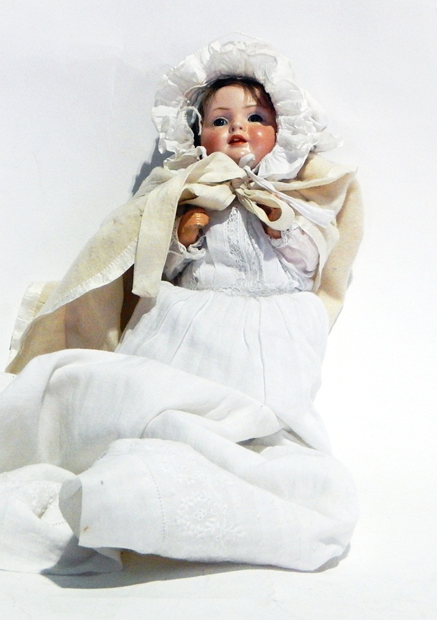 Bahr & Proschild (1871-1919) bisque-headed baby doll with blue glass eyes, open mouth,