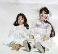Dianna Effie bisque-headed doll "Hilary", 1987 and a Bru bisque-headed doll "Sheer Elegance", 1987,