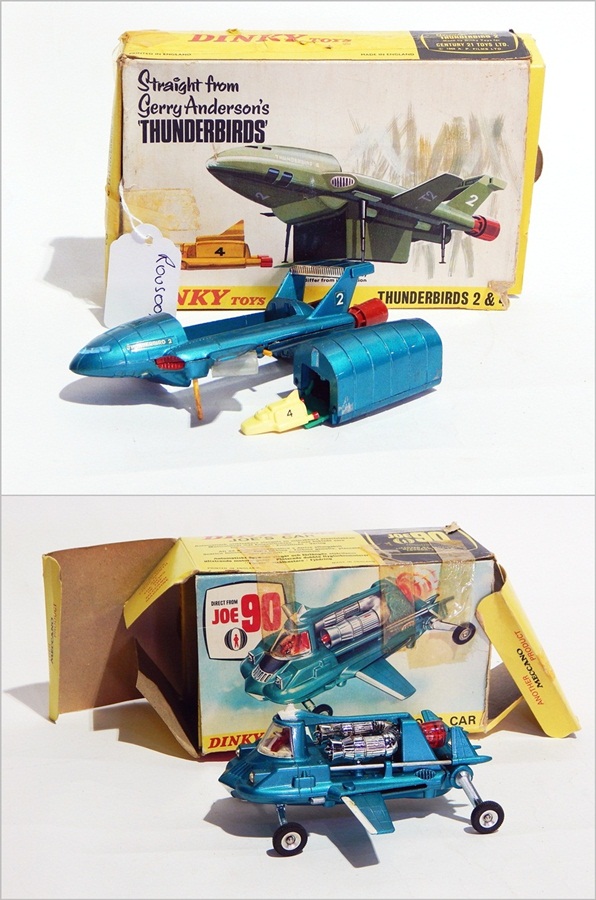 Dinky Toys "Joe's Car" 102 (boxed) and Thunderbirds 2 and 4 (boxed) (2)  Live Bidding: Joe's Car: