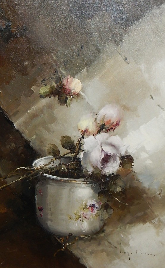 Luigi Rocca (b.1952)
Oil on canvas
Still life of roses, signed, 70 x 48 cms Live Bidding: Hole in - Image 2 of 2