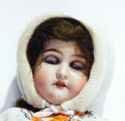 Gebruder Kuhnlenz German bisque-headed doll No.165, bisque-headed doll with sleeping brown eyes,