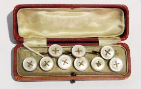 9ct gold and mother-of-pearl stud set having nine studs,