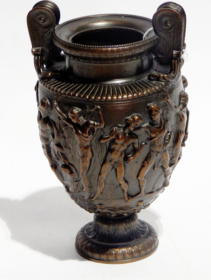 A Collas reproduction antique bronze urn with classical figures - Image 2 of 2