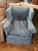 Blue wing armchair