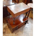 Victorian mahogany bidet stool on ring turned supports,